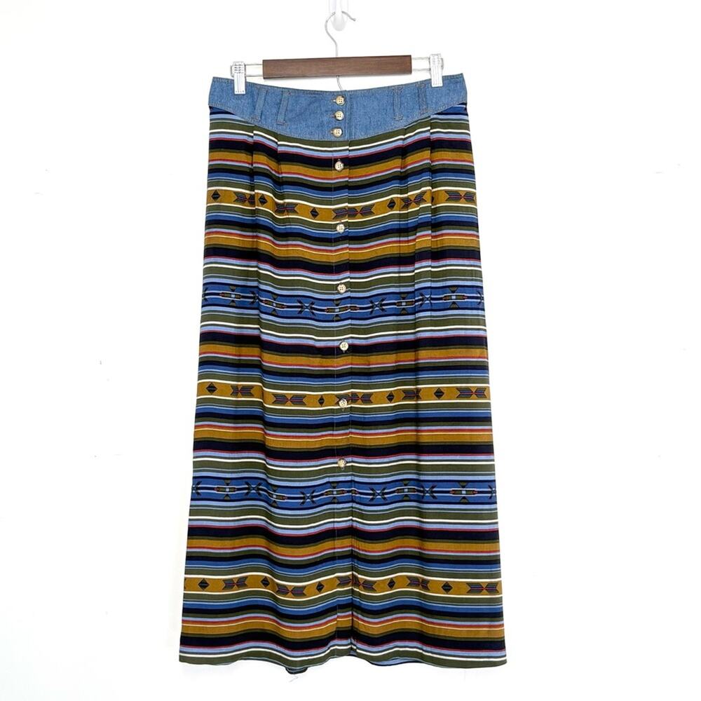 Southwestern Stripe Maxi Skirt XL Boho Western Cowgirl Festival Prairie